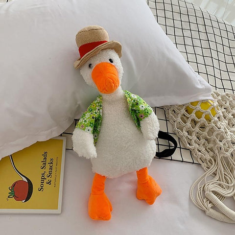 Adorable Cartoon Plush Shoulder Bag Duck White Green Women's Bags & Handbags