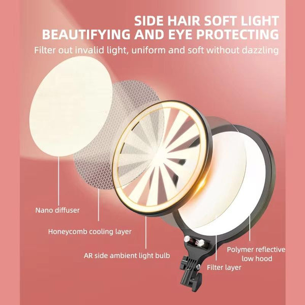 Full Screen Selfie Ring Light Tripod Set For Live Stream 210Cm Height Selfie Lights
