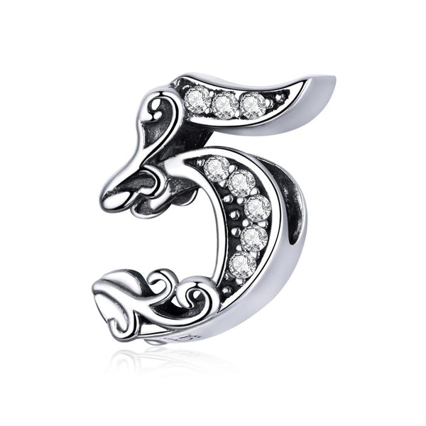 925 Sterling Silver Relief Number Series 0 Beads For Diy Bracelets And Necklaces Style Charms & Pendants