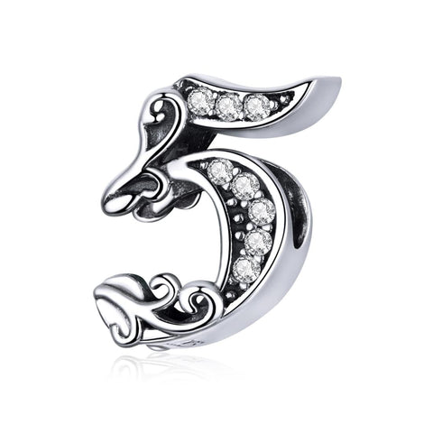 925 Sterling Silver Relief Number Series 0 Beads For Diy Bracelets And Necklaces Style Charms & Pendants