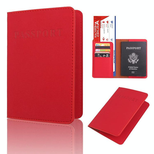 Frosted Pu Multi Card Passport Holder Big Red Travel Wallets