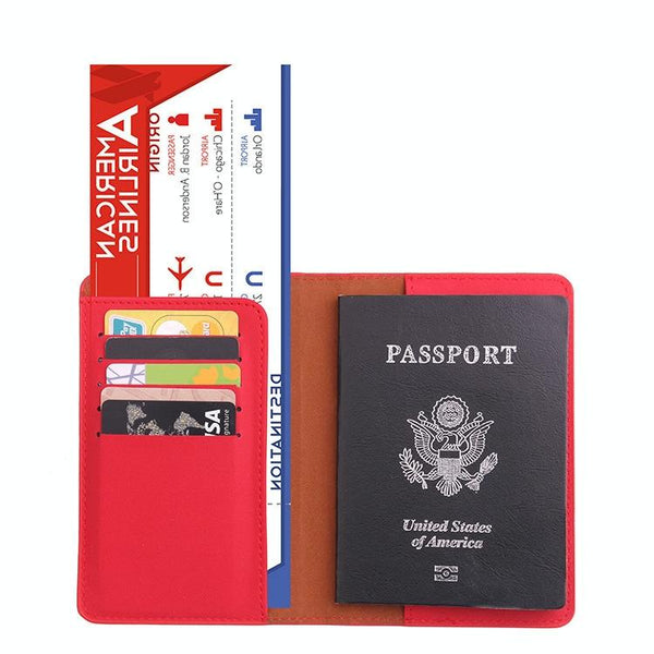 Frosted Pu Multi Card Passport Holder Big Red Travel Wallets