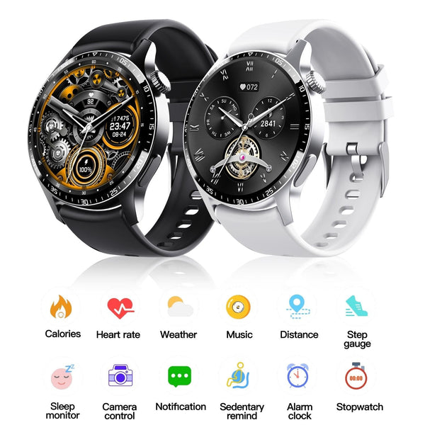 1.35 Inch Smart Watch Bluetooth Calls Health Monitoring 150+ Sports Black Silver Beads Steel Smart Watches