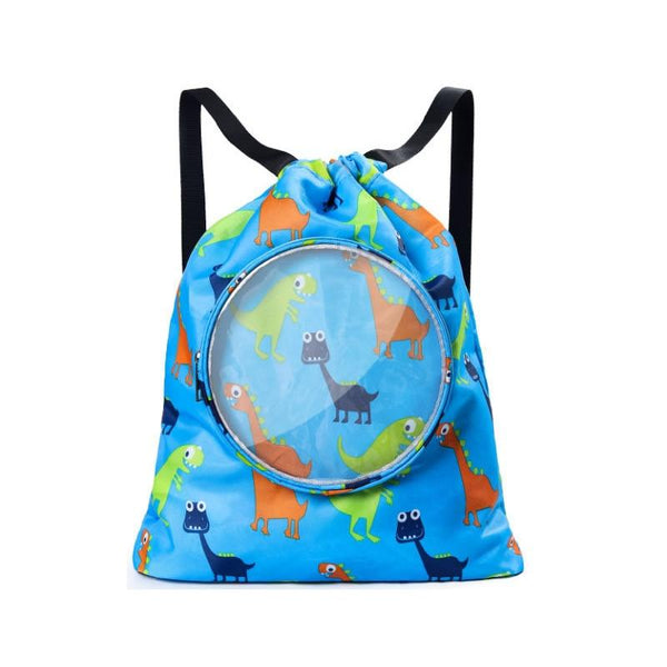Blue Waterproof Drawstring Beach Bag L Wet Dry Separation Kids Shoulder Strap Dry Bags