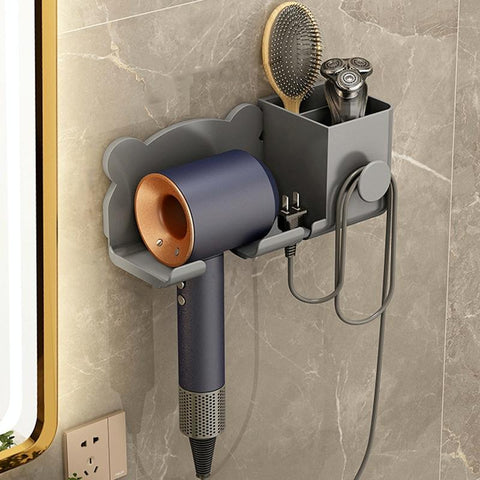 Wall Mounted Holder For Dyson Hair Dryer Bathroom Storage Rack Simple Black Upgraded Gray Bathroom Storage & Organisers
