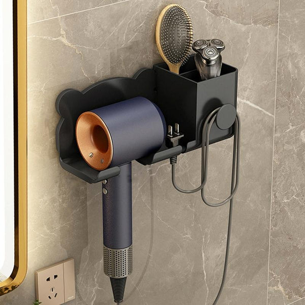 Wall Mounted Holder For Dyson Hair Dryer Bathroom Storage Rack Simple Black Upgraded Gray Bathroom Storage & Organisers