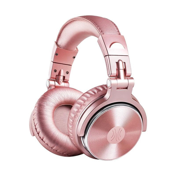 Rose Gold Head Mounted Wired Headphone With Noise Reduction & Microphone Headphones