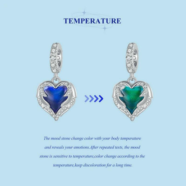 925 Sterling Silver Temperature Sensitive Heart Pendant For Jewelry Charms & Pendants