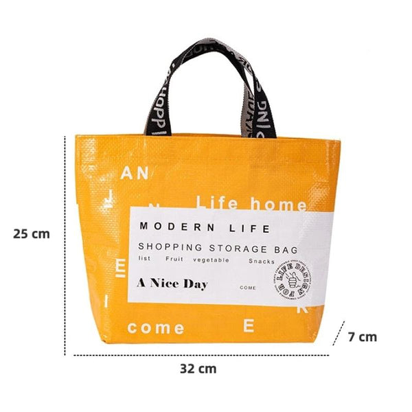 Eco Friendly Large Capacity Folding Shopping Bag Beige Small Yellow Reusable Shopping Bags