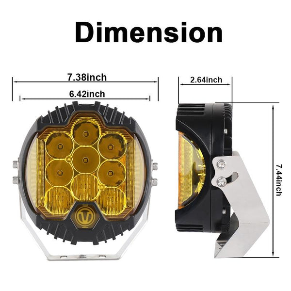 7 Inch Dc12v 30V 8000Lm 6500K 90W Car Led Light On Three Sides Headlight For Jeep Wrangler Gold Led Car Lights