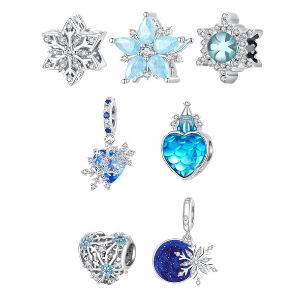 925 Sterling Silver Winter Snowflake Diy Bracelet Bead Charms & Pendants