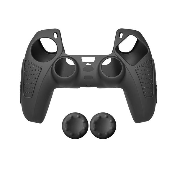 Black Silicone Protective Case For Ps5 Gamepad Anti Skid Cover + 2 Hats Bags Skins & Travel Cases