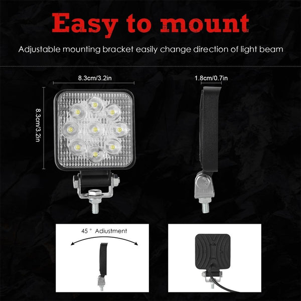 3 Inch 6.3W 6000K Led Square Light 9 Led 10 30V Offroad Truck Car Fog Spotlight Led Car Lights