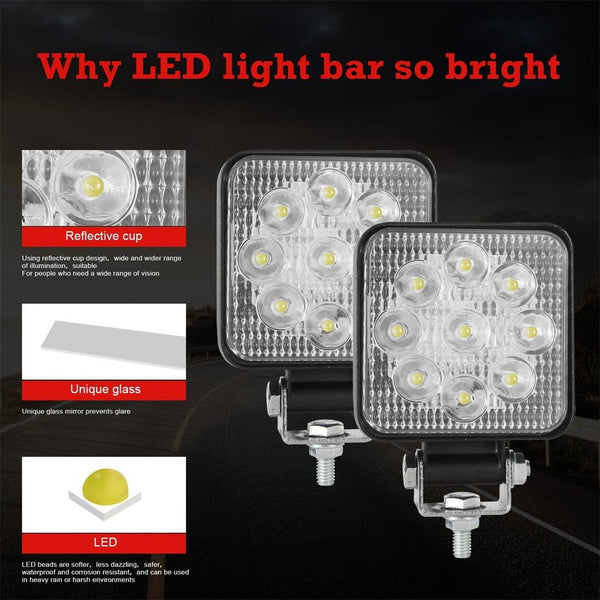 3 Inch 6.3W 6000K Led Square Light 9 Led 10 30V Offroad Truck Car Fog Spotlight Led Car Lights