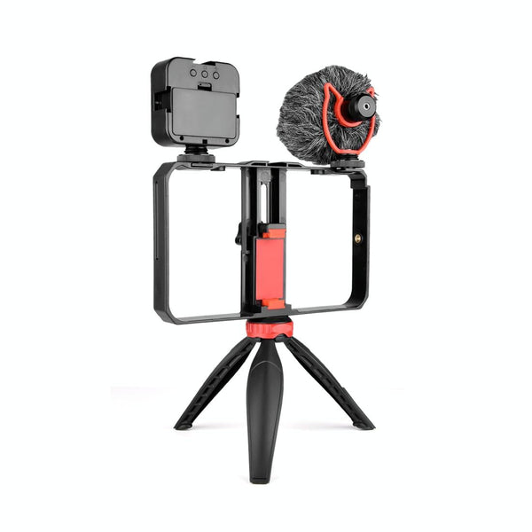 Vlogging Video Rig With Led Light Microphone And Tripod For Audio Camera Accessory Bundles