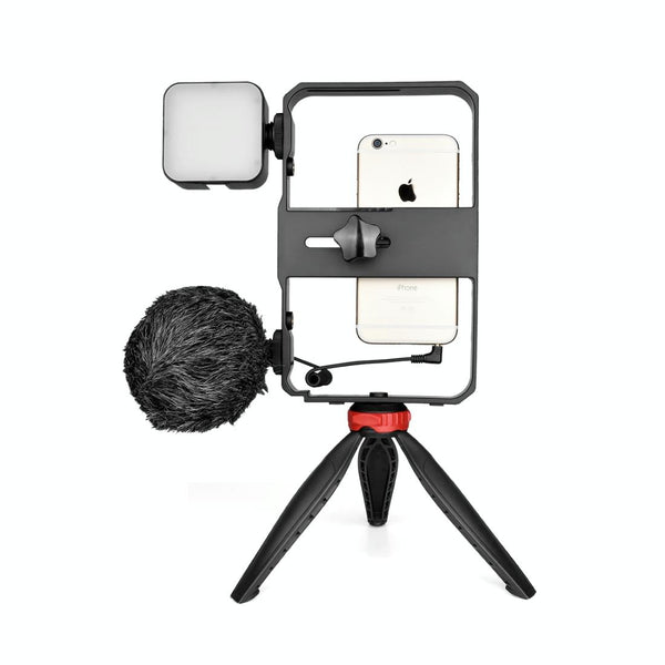 Vlogging Video Rig With Led Light Microphone And Tripod For Audio Camera Accessory Bundles