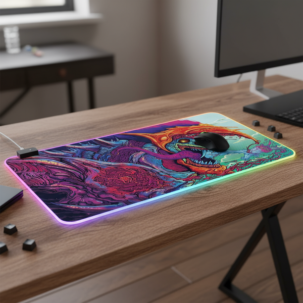 90 X 40Cm Illuminated Mouse Pad With Computer Monster Design Mouse Pads & Wrist Rests