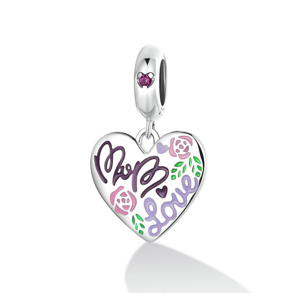 925 Sterling Silver Colorful Doodle Heart Pendant For Diy Bracelet Or Necklace Necklaces & Pendants