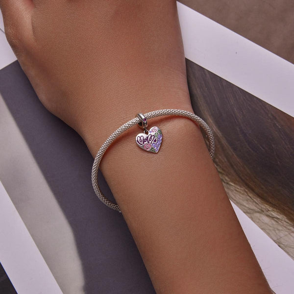 925 Sterling Silver Colorful Doodle Heart Pendant For Diy Bracelet Or Necklace Necklaces & Pendants