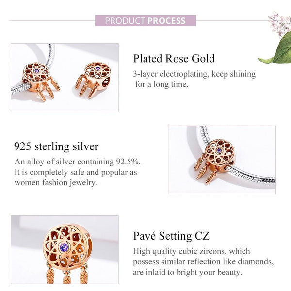 Rose Gold Plated Hollow Beads Charms & Pendants