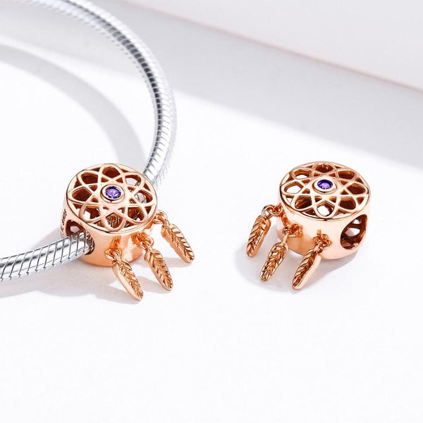 Rose Gold Plated Hollow Beads Charms & Pendants