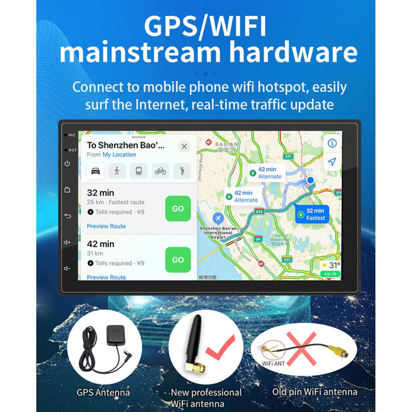 1 Sets Of 7 Inch Ips Car Android Player Locator Technology Navigation Bluetooth Fm Wifi Steering Wheel Control Other Car Video