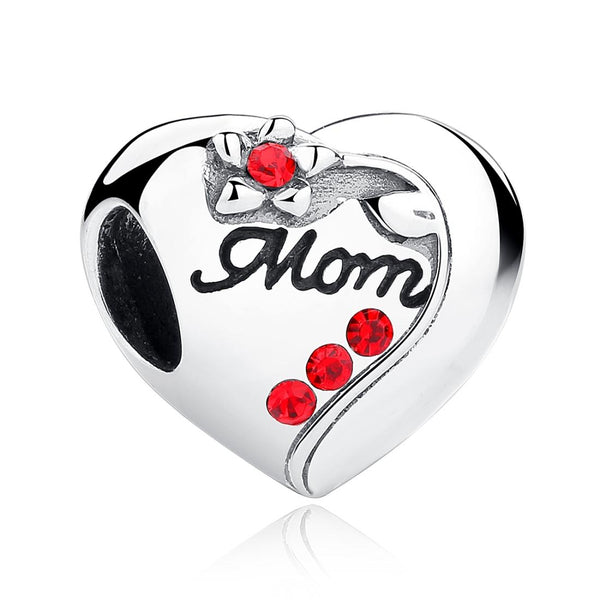 925 Sterling Silver Mom Heart Pendant For Diy Bracelet Or Necklace Charms & Pendants