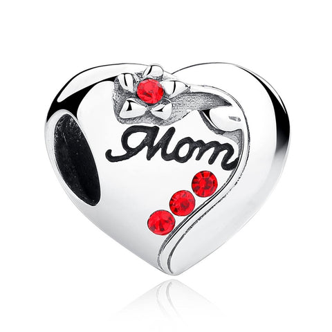 925 Sterling Silver Mom Heart Pendant For Diy Bracelet Or Necklace Charms & Pendants