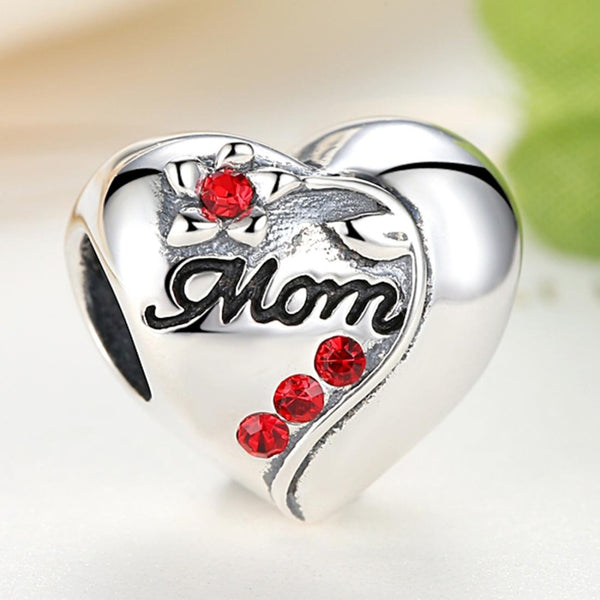 925 Sterling Silver Mom Heart Pendant For Diy Bracelet Or Necklace Charms & Pendants