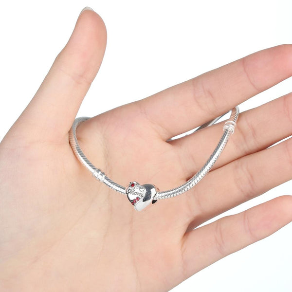 925 Sterling Silver Mom Heart Pendant For Diy Bracelet Or Necklace Charms & Pendants