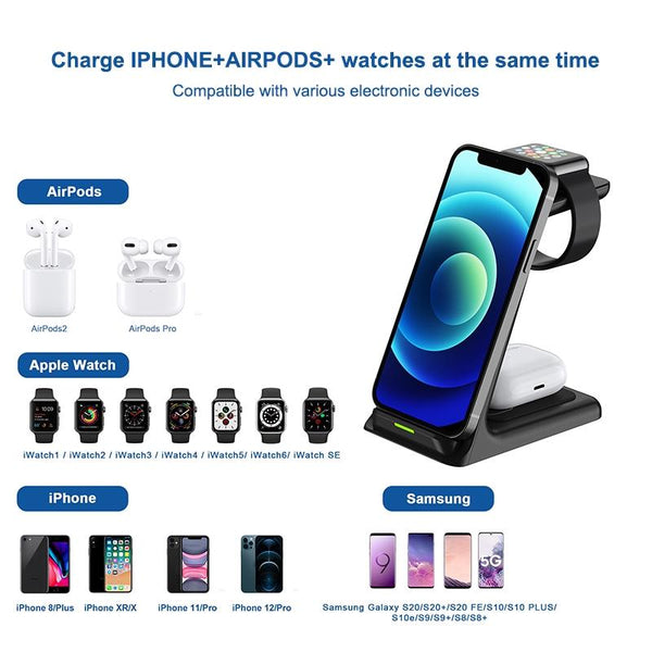 3 In 1 Wireless Charger For Iphone Airpods And Apple Watch Chargers & Docking Stations
