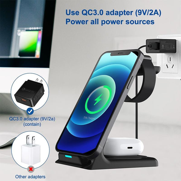 3 In 1 Wireless Charger For Iphone Airpods And Apple Watch Chargers & Docking Stations