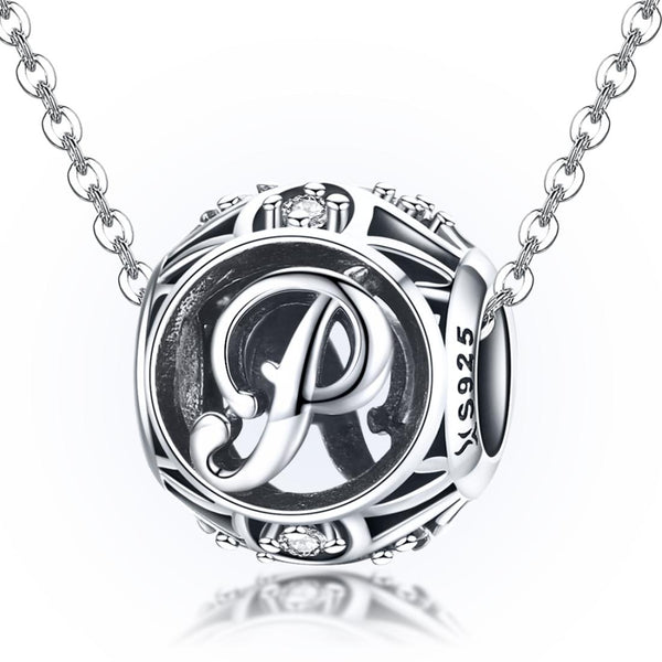 925 Sterling Silver 26 English Letter Beads For Diy Bracelets & Necklaces Style P Charms & Pendants