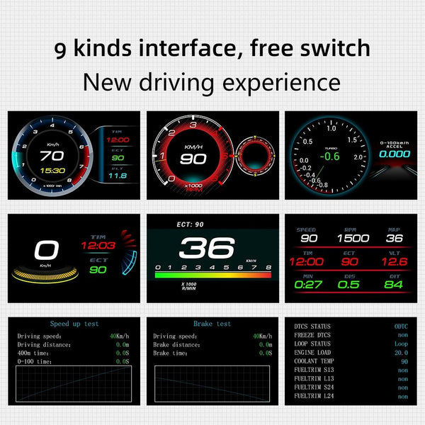 Car Hud Display Speed Water Temp Voltag Other Instruments & Gauges