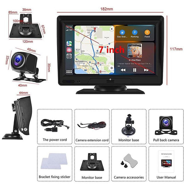 7 Touch Display Car Navigator With Dual Lens Smart Driving Recorder Portable And Wireless Video In Dash Units W/O Gps
