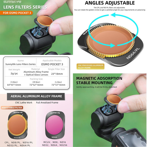 Dji Pocket 3 Camera Lens Filter 4 In 1 Mcuv Cpl Nd32/64 Camera Drone Accessories