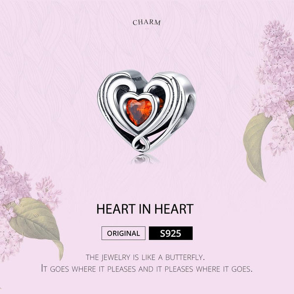 Veile Studios 1 Sets Of 925 Sterling Silver Diy Heart Shaped Beads For Bracelets