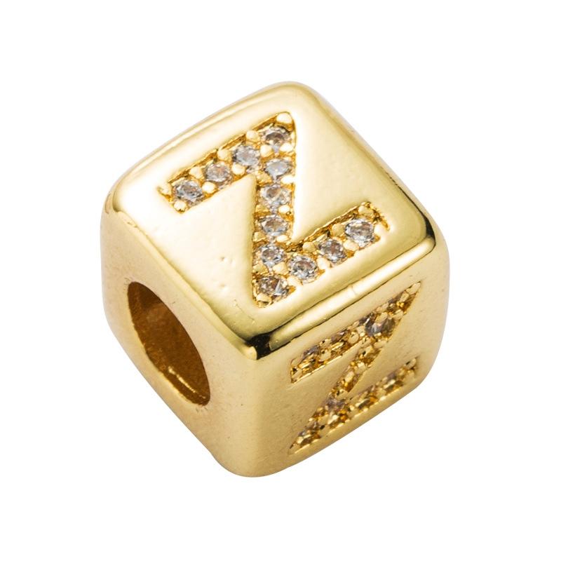 Brass Micro Inlaid Couple Red String Pull Diy Bracelet English Letter Beads Style Z Charms & Pendants