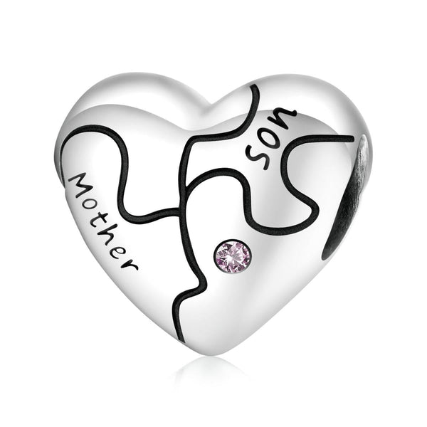 925 Sterling Silver Diy Heart Puzzle Beads For Bracelet / Necklace Craft Beads