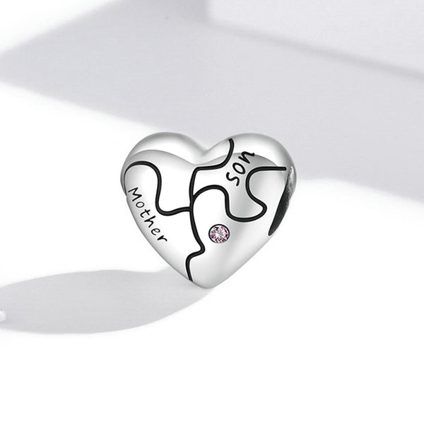 925 Sterling Silver Diy Heart Puzzle Beads For Bracelet / Necklace Craft Beads