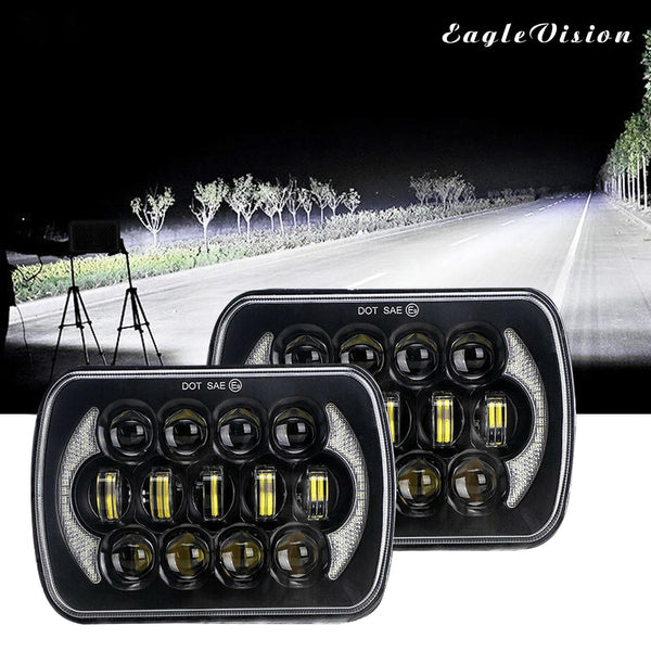 7 Inch 5X7 / 7X6 H4 Dc 9V 30V 30000Lm 300W 8Leds Car Square Shape Headlight Lamps For Jeep Wrangler Led Car Lights