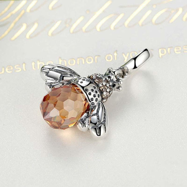 925 Sterling Silver Bee Crystal Pendant Charms & Pendants