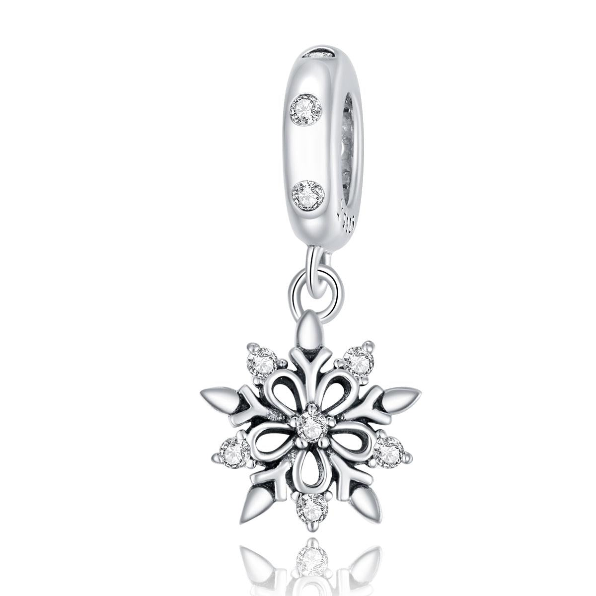 925 Sterling Silver Sparkling Snowflake Pendant For Diy Bracelets & Necklaces Charms & Pendants