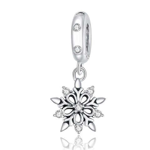 925 Sterling Silver Sparkling Snowflake Pendant For Diy Bracelets & Necklaces Charms & Pendants