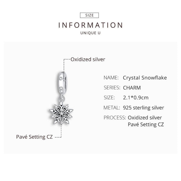 925 Sterling Silver Sparkling Snowflake Pendant For Diy Bracelets & Necklaces Charms & Pendants
