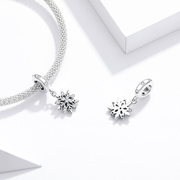 925 Sterling Silver Sparkling Snowflake Pendant For Diy Bracelets & Necklaces Charms & Pendants