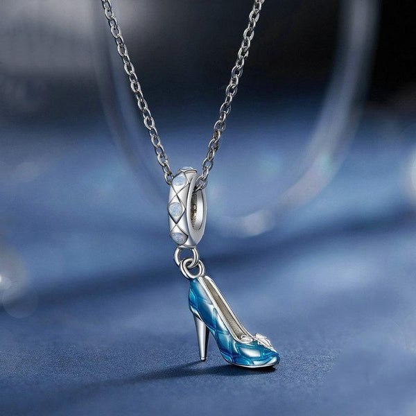 925 Sterling Silver Blue Magic Dance Shoes Necklace Pendant Charms & Pendants