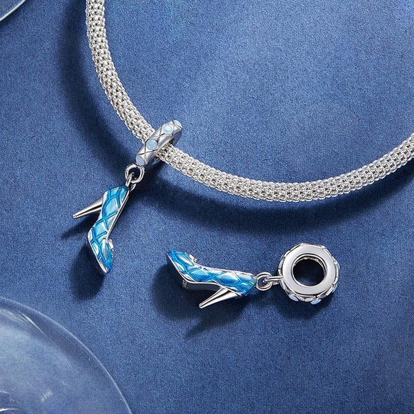 925 Sterling Silver Blue Magic Dance Shoes Necklace Pendant Charms & Pendants