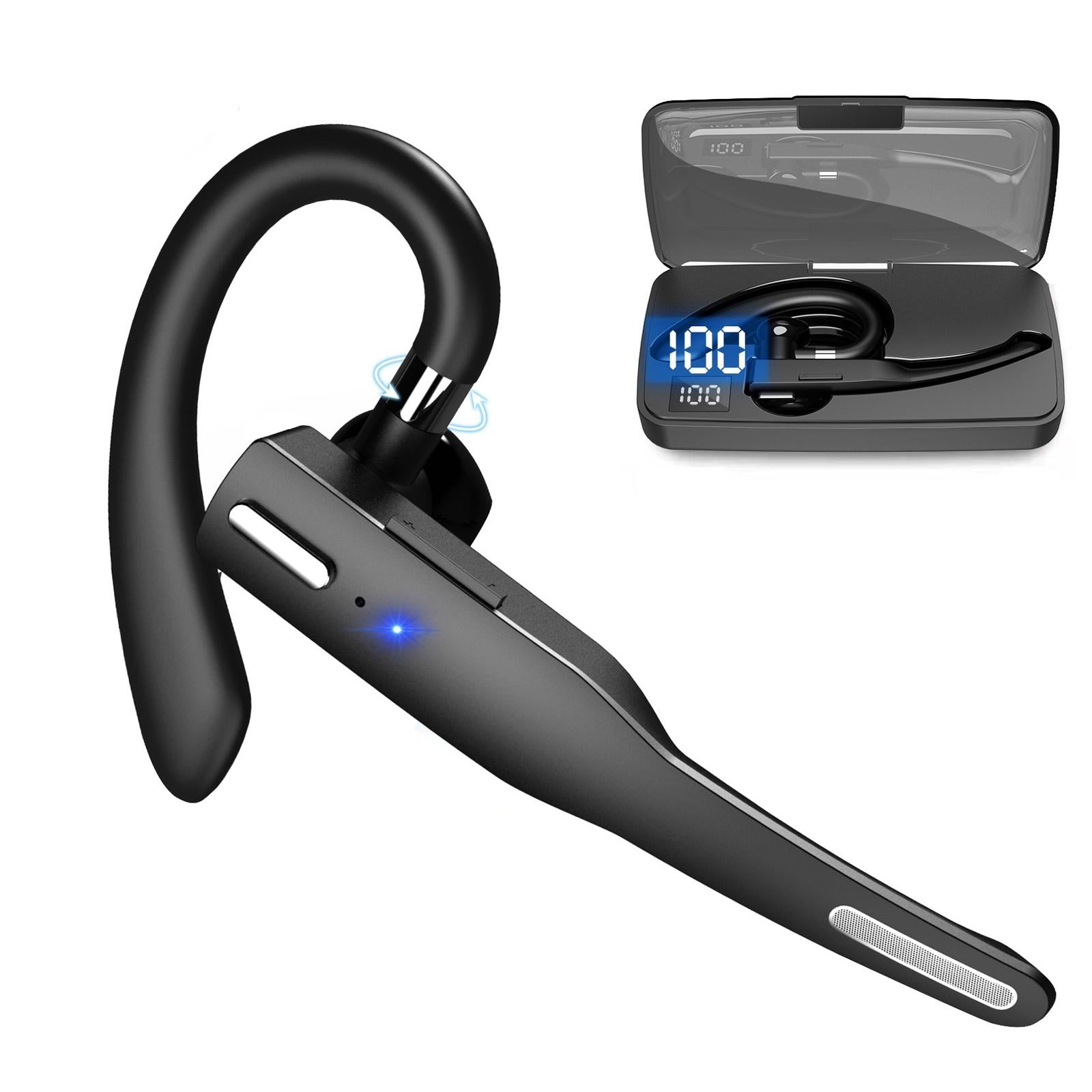 Yyk 525 Single Rotatable Earhook Noise Cancelling Wireless Bluetooth Earphone With Charging Box Digital Display Earbuds