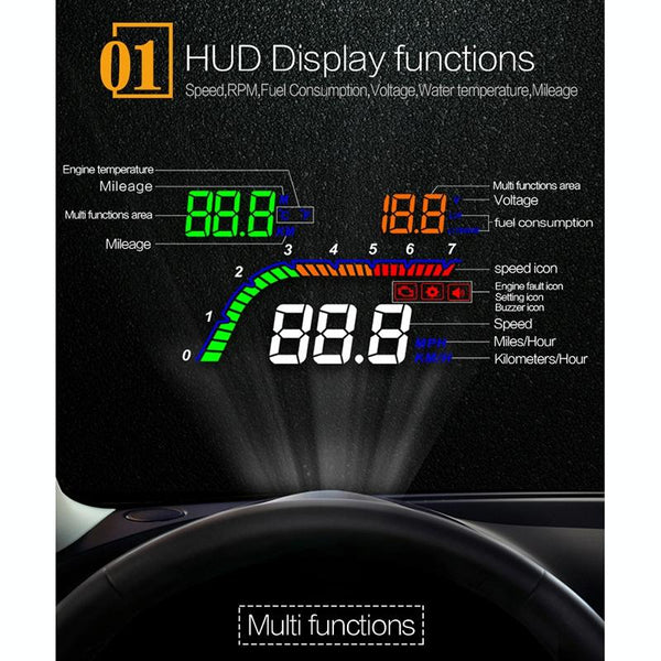 4 Inch Obd2 Head Up Display Car Speed Revolving Fuel Consumption Fault Code Detection & Elimination Other Instruments & Gauges